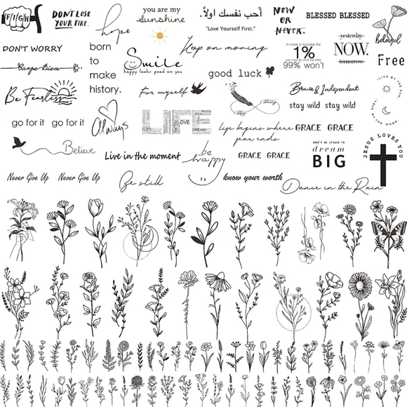 Accessories 16 Pcs Realistic Temporary Tattoos Fake Tattoos Sticker